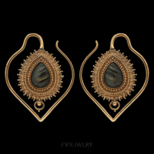 Golden Sacrament Ear Hangers - Labradorite