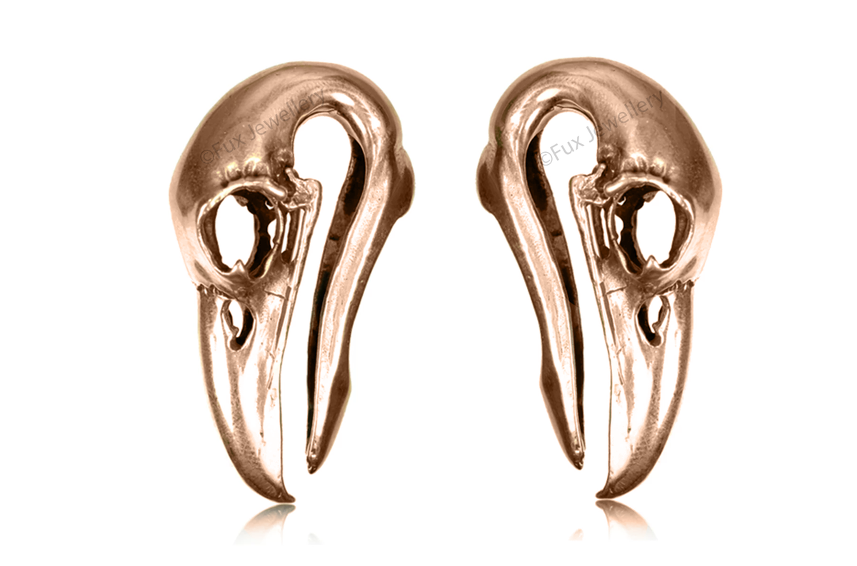 Rose Gold Raven Skull Ear Weights #BH13-RG - Fux Jewellery