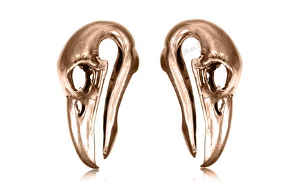 Rose Gold Raven Skull Ear Weights #BH13-RG - Fux Jewellery
