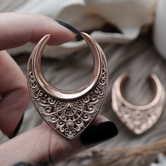 Rose Gold Ornate Ear Hangers #EW33-RG - Fux Jewellery