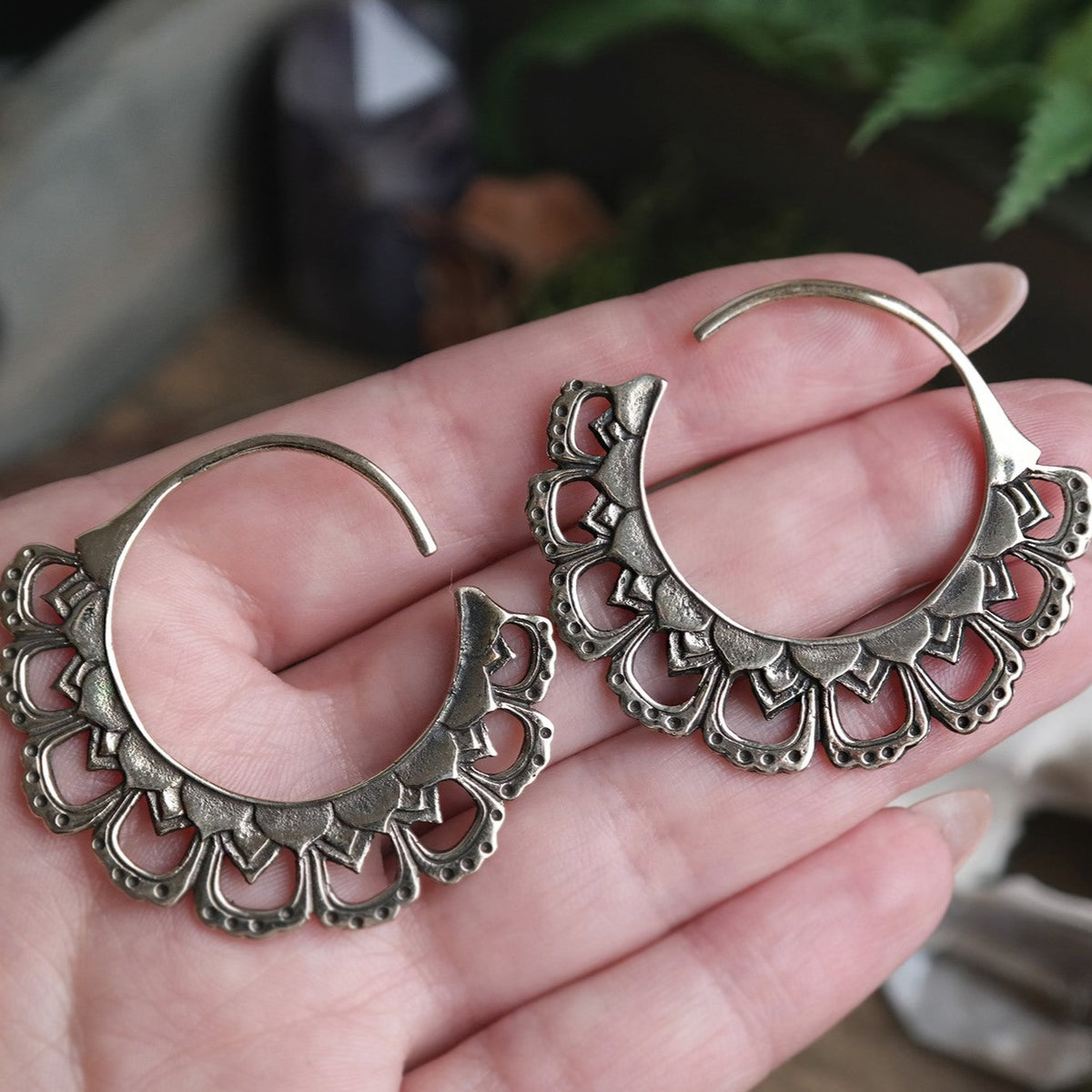 bronze Inca Plug Hoops #BE06 - Fux Jewellery