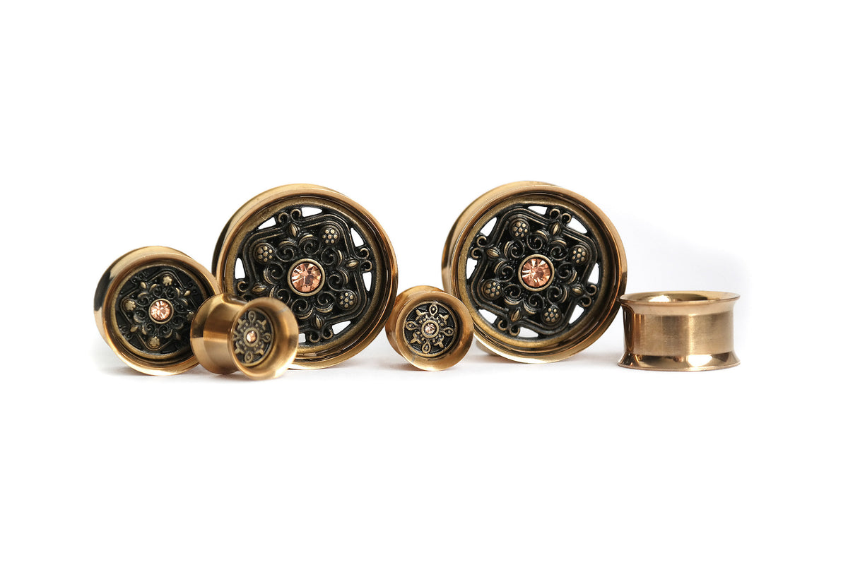golden brass inlay Tunnel #781 - Fux Jewellery