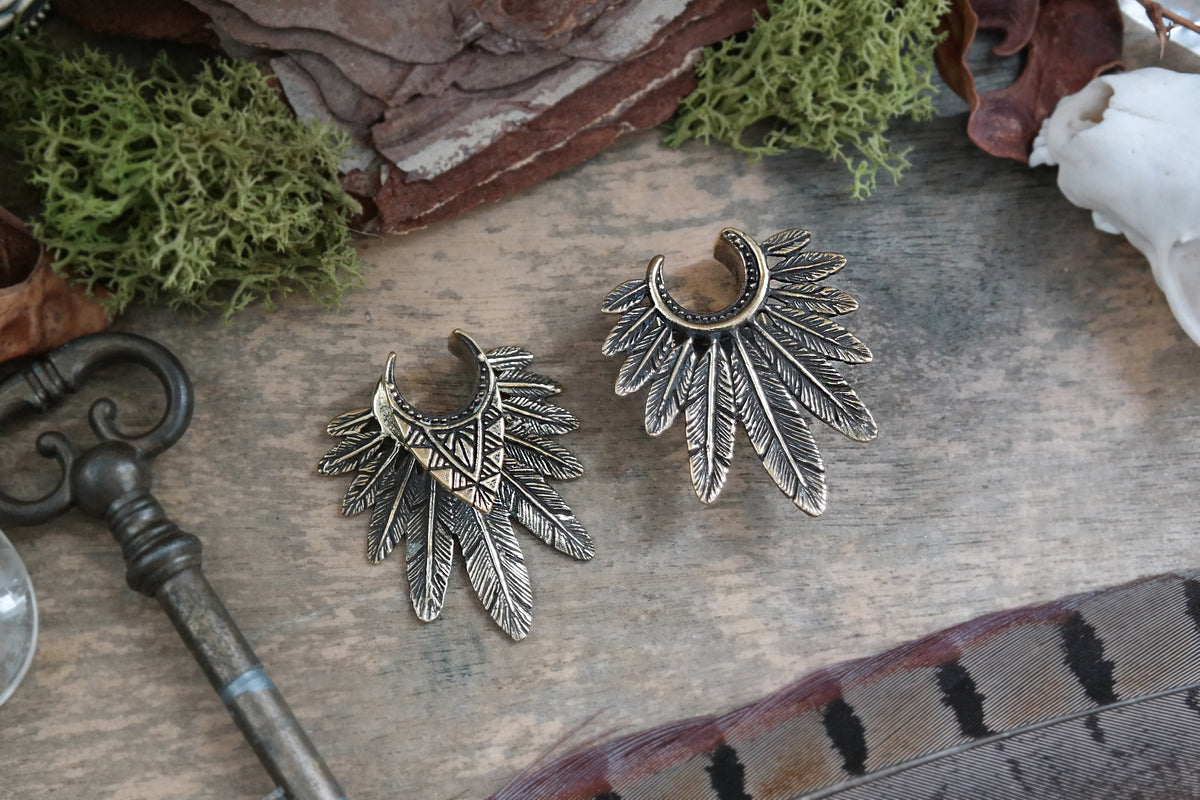 Bronze Feather Brass Hangers #BH05 - Fux Jewellery