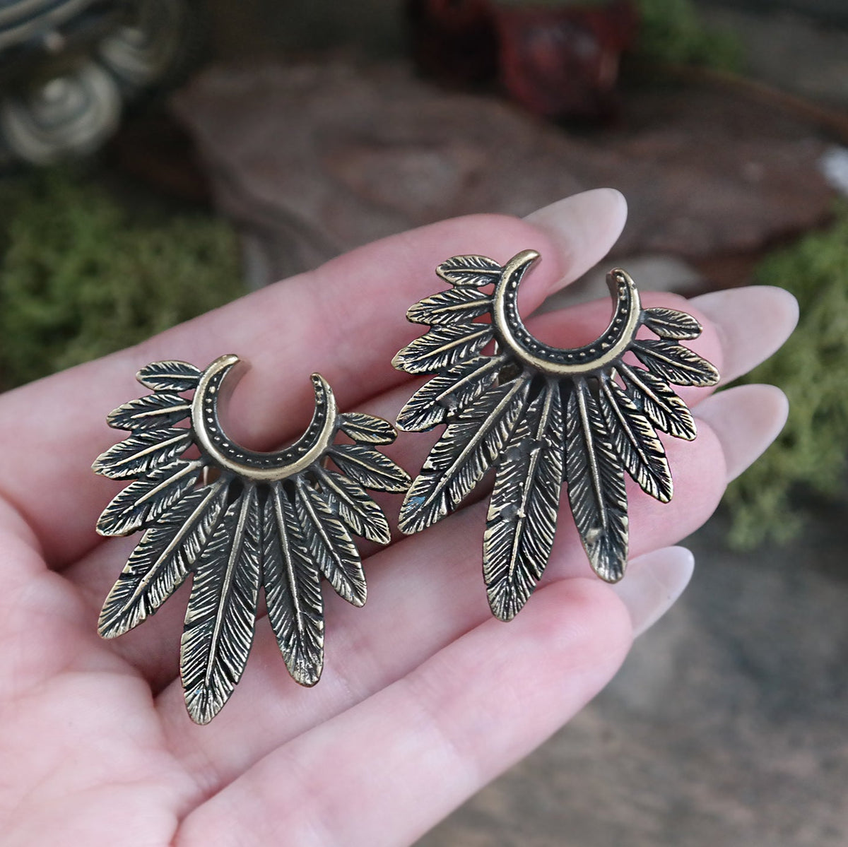 Bronze Feather Brass Hangers #BH05 - Fux Jewellery