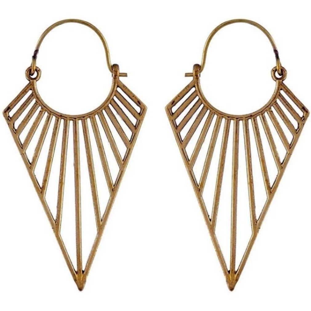 Gold Pointed Triangle Hoops #BE24 - Fux Jewellery