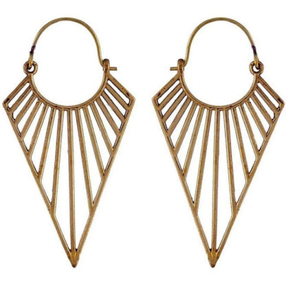 Gold Pointed Triangle Hoops #BE24 - Fux Jewellery