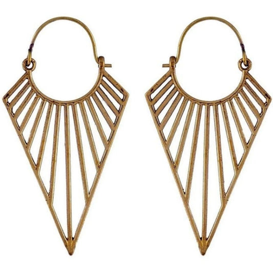 Gold Pointed Triangle Hoops #BE24 - Fux Jewellery