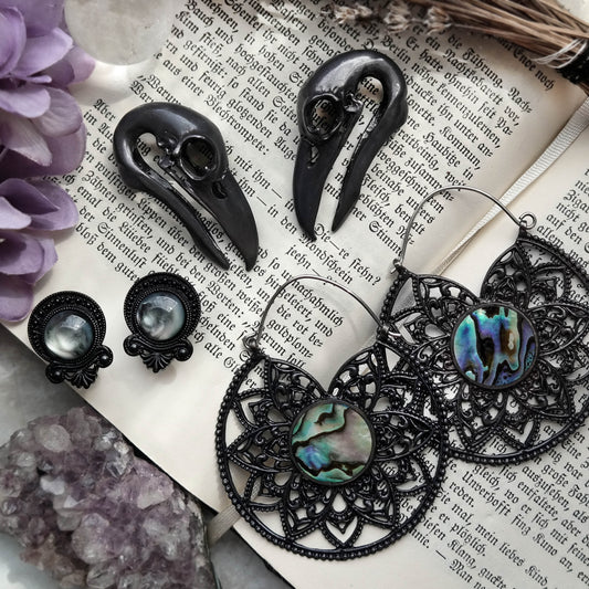 Black Raven Skull Weights #BH13-B - Fux Jewellery