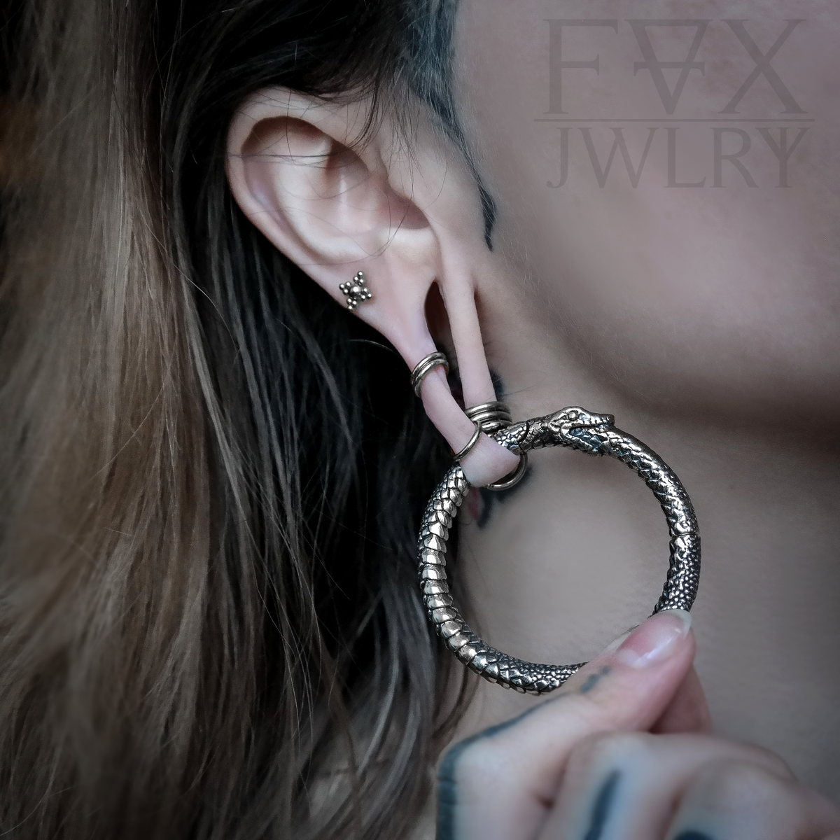 Silver Ouroboros Ear Weights