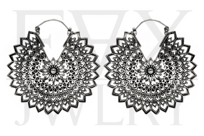Large Silver Mandala Hoops