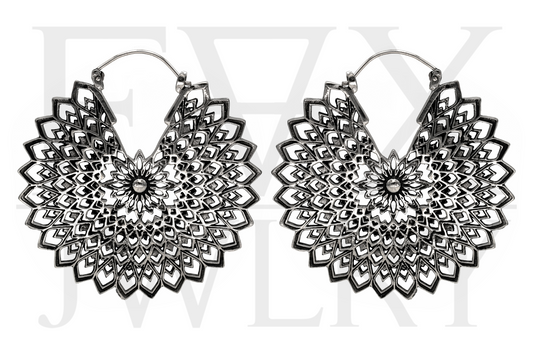 Large Silver Mandala Hoops