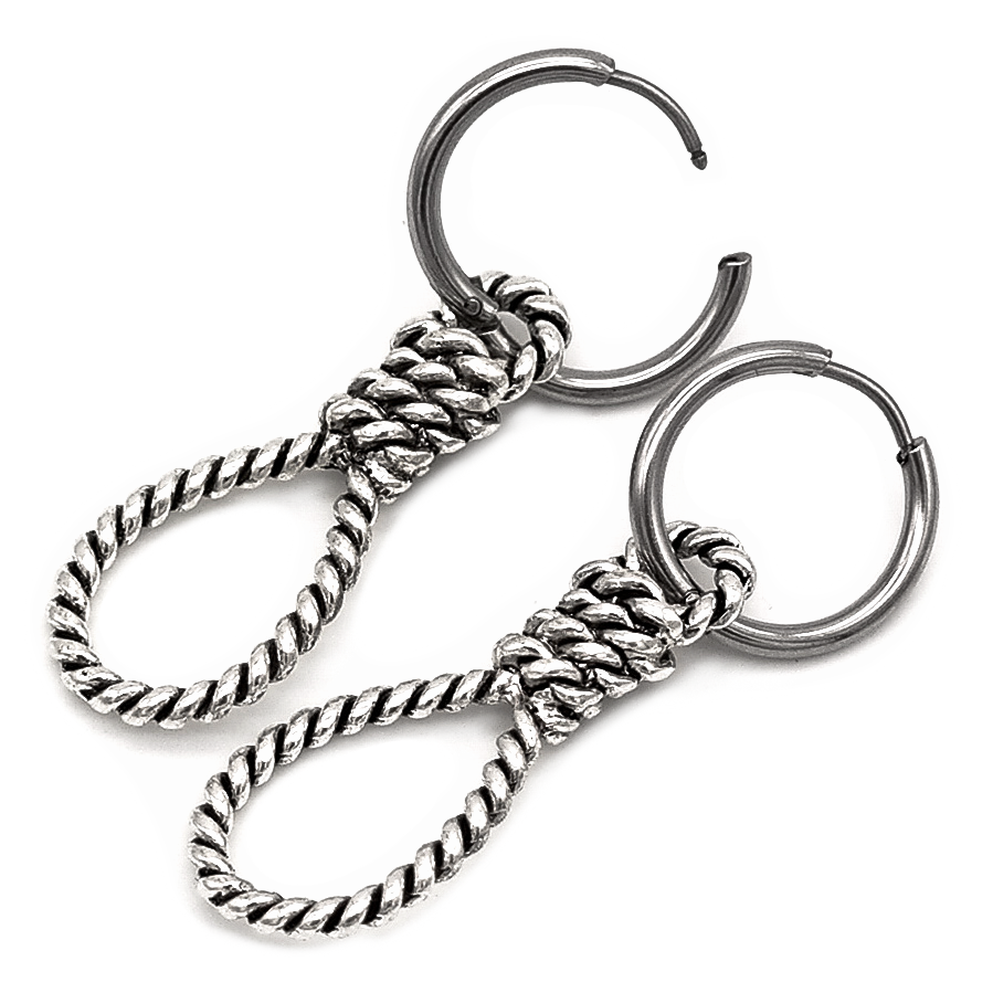 Silver Hangman's Noose Hoops