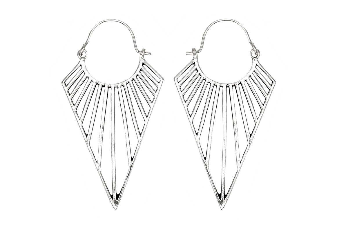 Silver Triangle Hoops