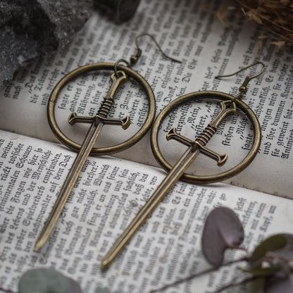 Large Bronze Sword Earrings