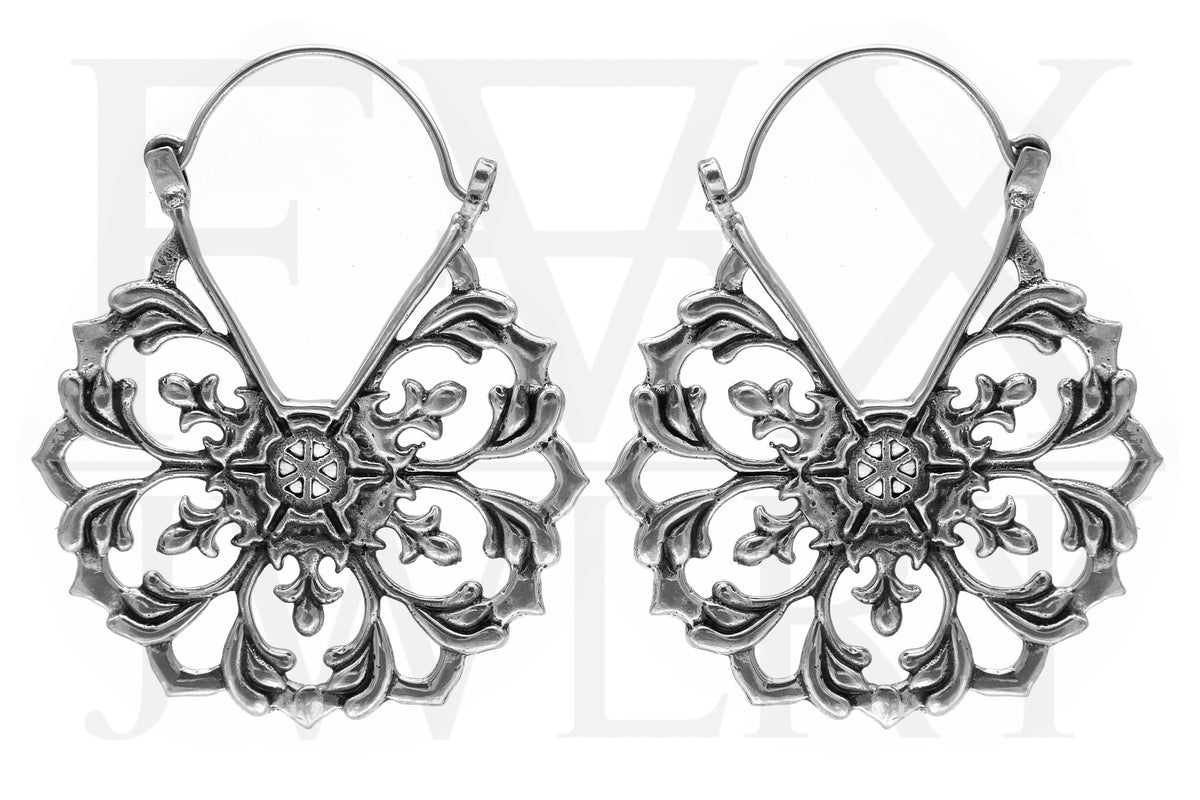 Silver Gothic Floral Earrings