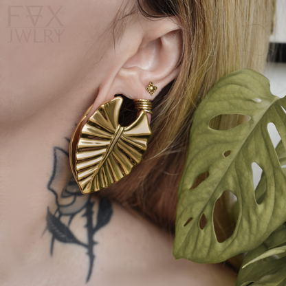 Golden Monstera Saddle Spreaders Fux Jewellery