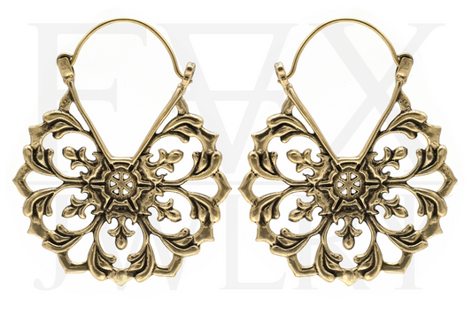 Golden Gothic Floral Earrings