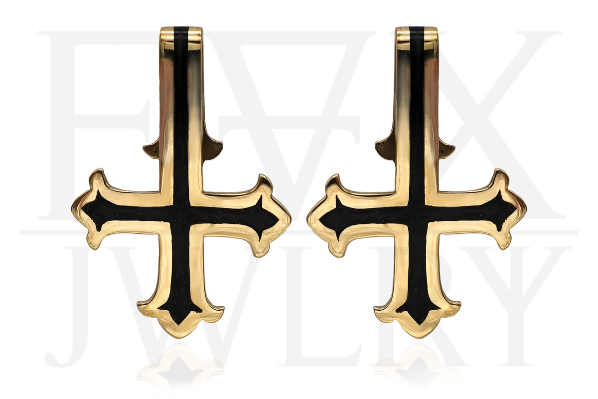 Upside Down Cross Ear Weights - Gold