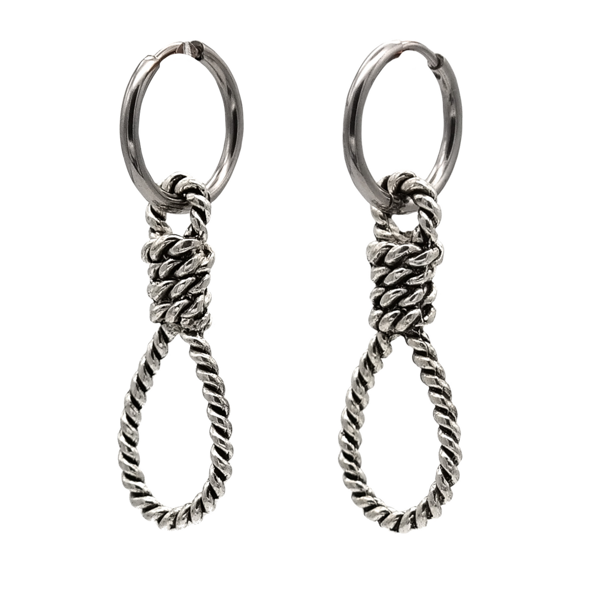 Silver Hangman's Noose Hoops