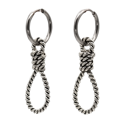 Silver Hangman's Noose Hoops