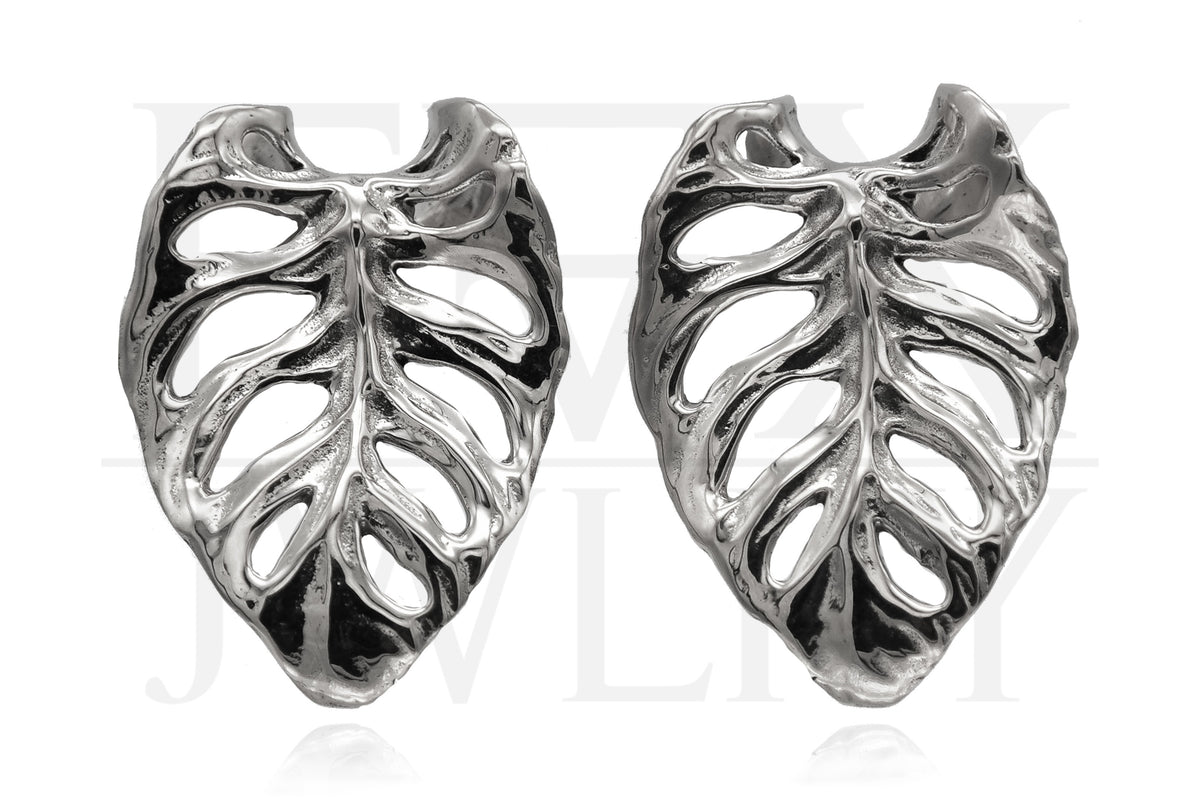 Silver Monstera Ear Weights | Fux Jewellery