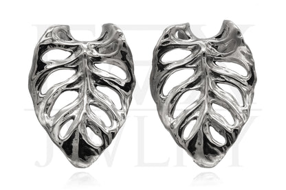 Silver Monstera Ear Weights | Fux Jewellery