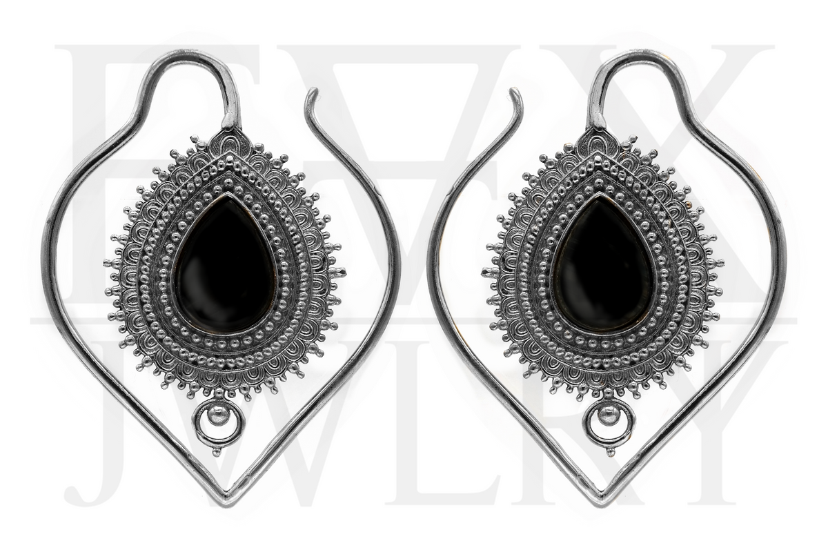 Silver Sacrament Ear Hangers - Onyx