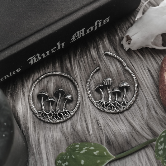 Silver Mushroom Clicker Ear Weights