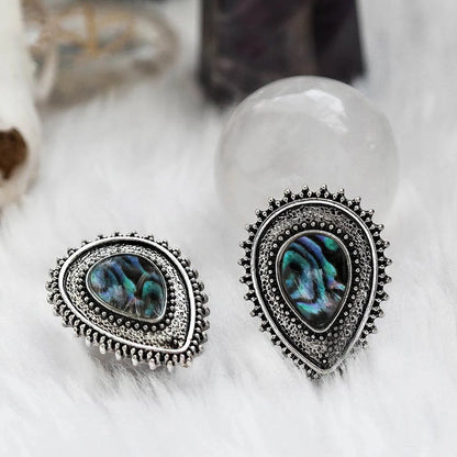 Silver Abalone Teardrop Plugs #863 - Fux Jewellery