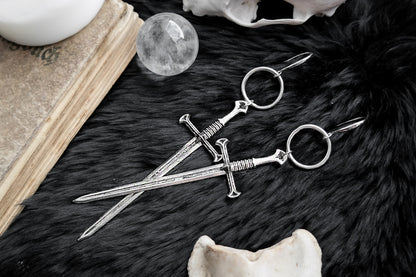 Silver Anduril Sword Earrings #E05 - Fux Jewellery