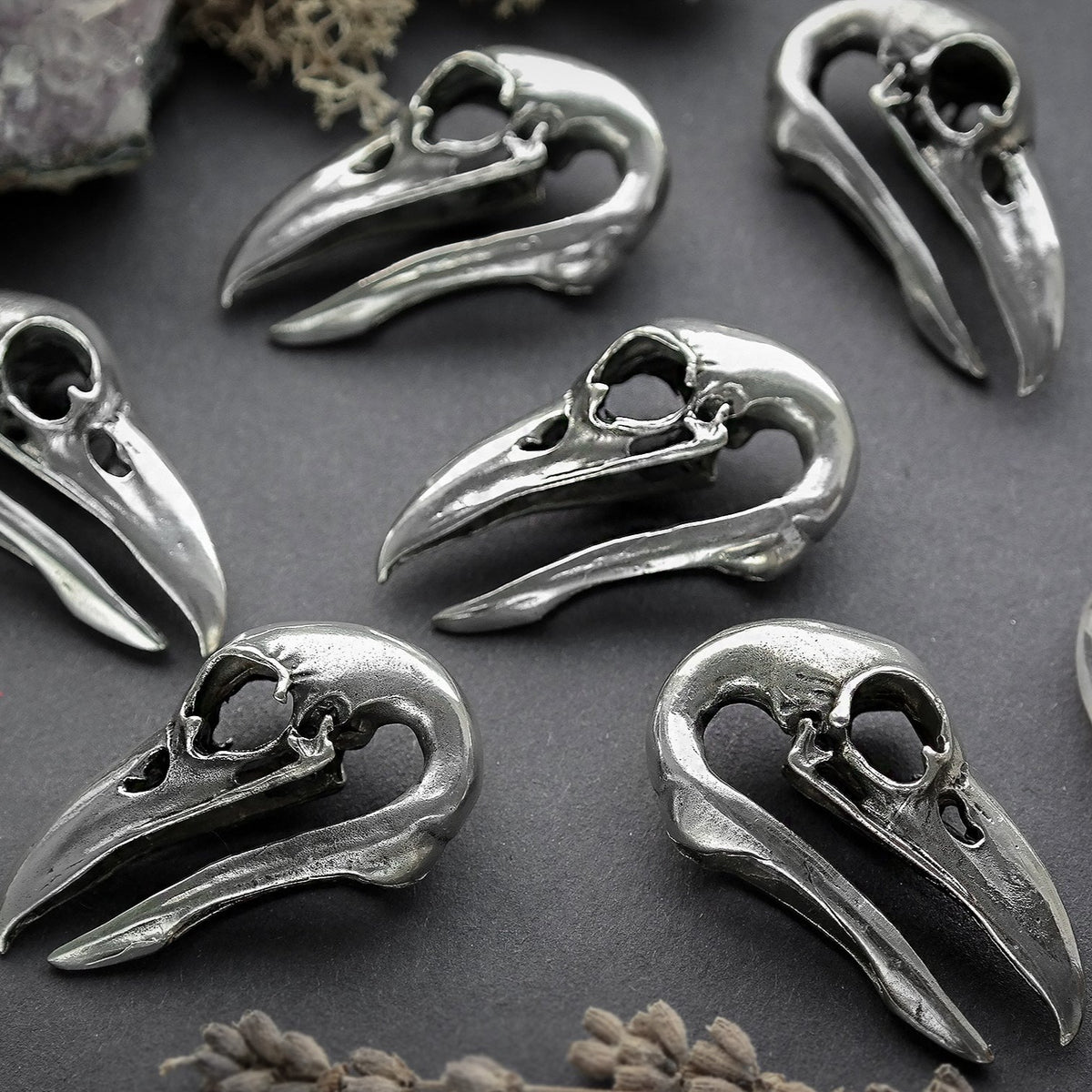 Silver Raven Skull Ear Weights #BH13-S - Fux Jewellery