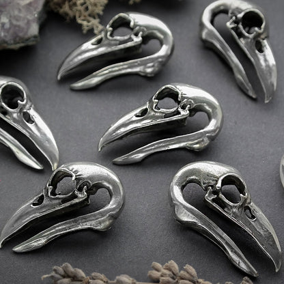 Silver Raven Skull Ear Weights #BH13-S - Fux Jewellery