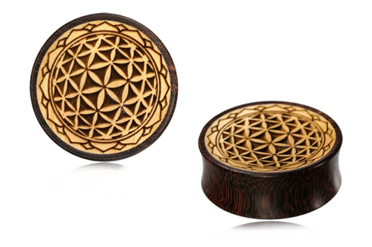 Wooden Flower of Life Plugs #832 - Fux Jewellery